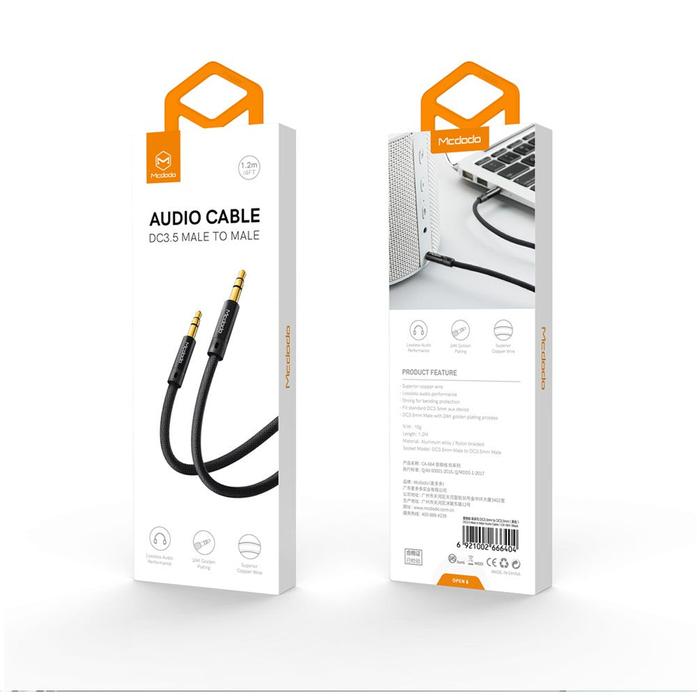 Mcdodo CA-6640 Audio Cable DC 3.5m Male to Male 1.2m