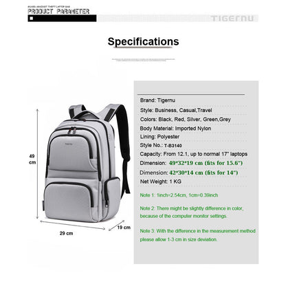 Tigernu T-B3140 15.6 inch Laptop Anti Theft Travel School Backpack