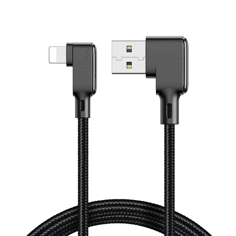 Mcdodo CA-7510 Black glue series lightning data cable with LED 1.2m