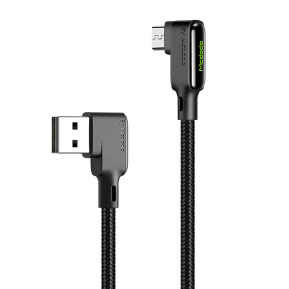 Mcdodo CA-7531 Black Glue Series 90 Degree Straight Micro USB Data Cable 1.8m