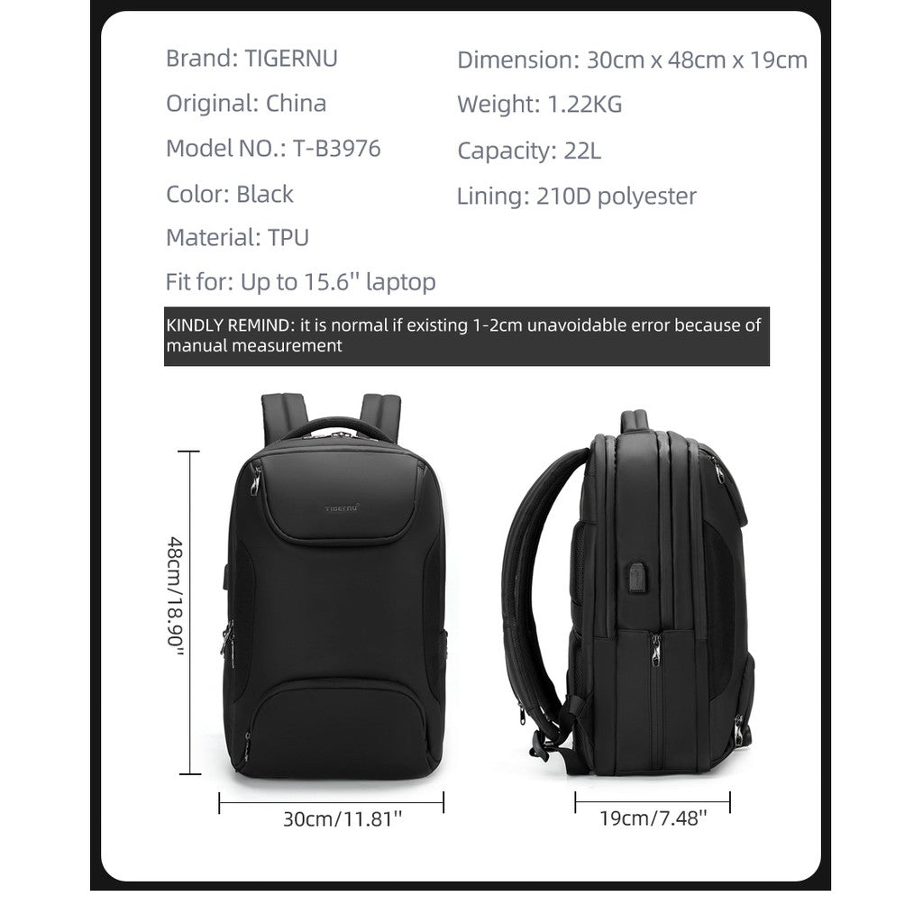 Tigernu T-B3976 15.6 inch Laptop Water Resistant Travel Backpack