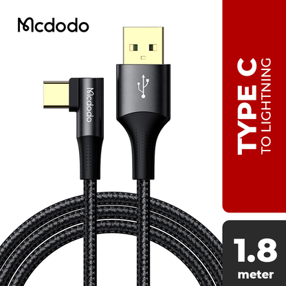 Mcdodo CA-122 6A USB Type C Data Cable L Type 90 Degree Gold Tiger Series 1.2m