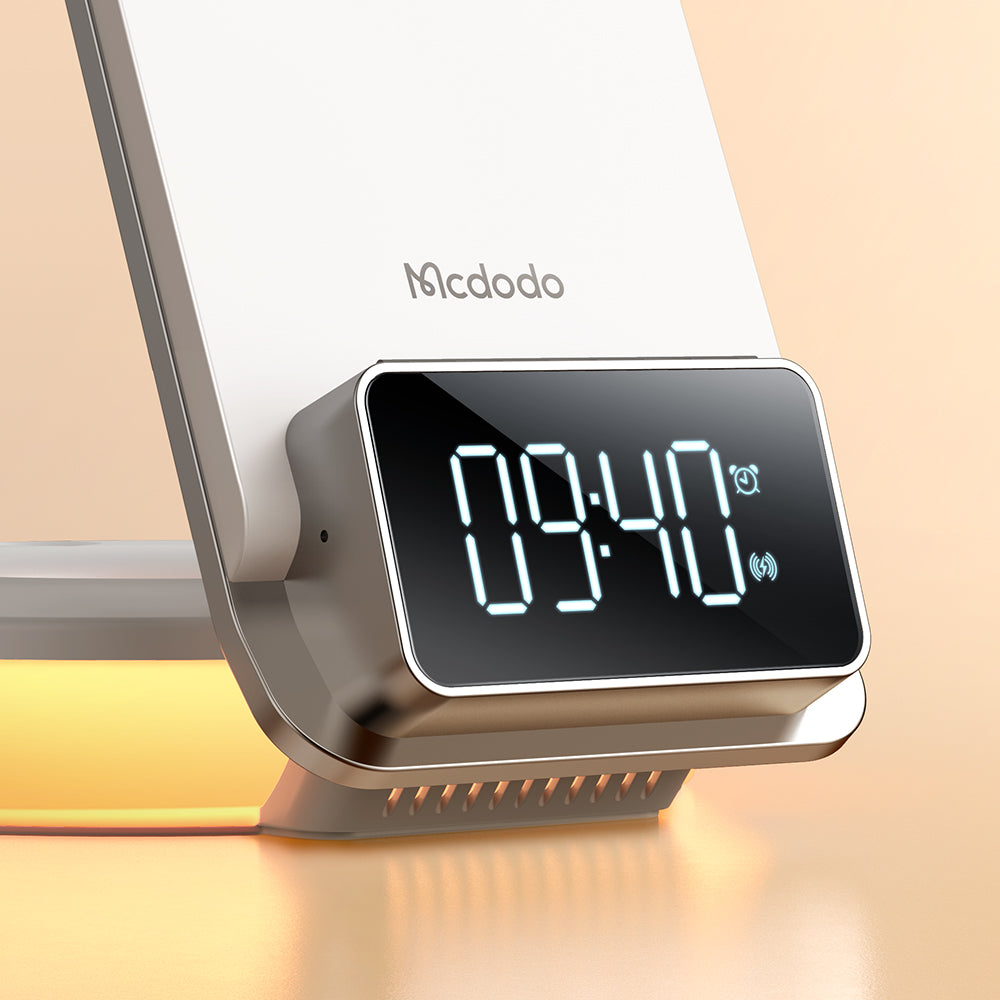 Mcdodo CH-1610 4 in 1 Desktop Wireless Charger with Alarm & Night Light